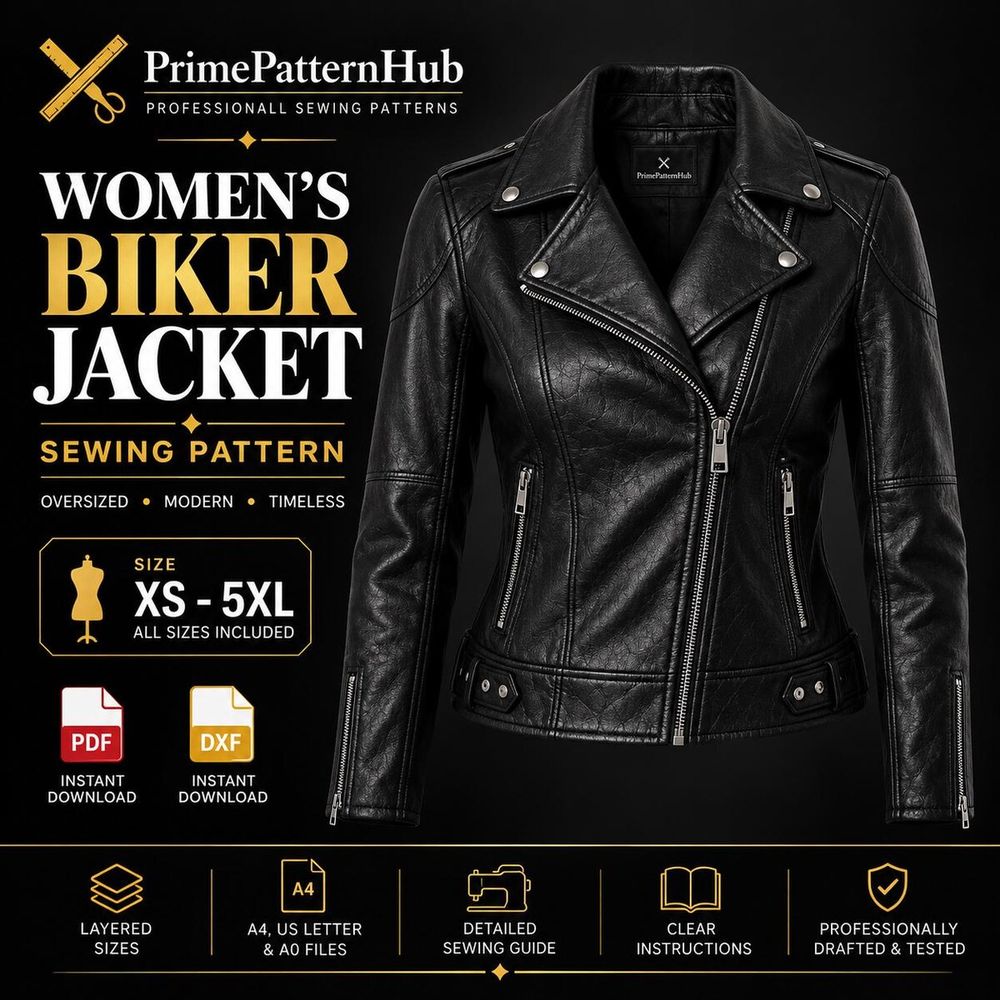 Biker Jacket Sewing Pattern – Women's Moto Jacket – PDF sewing pattern