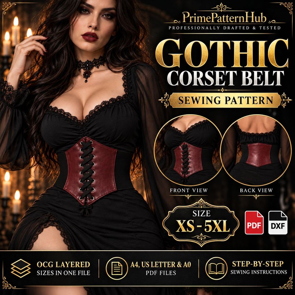 Gothic Lace-Up Corset Belt – PDF sewing pattern
