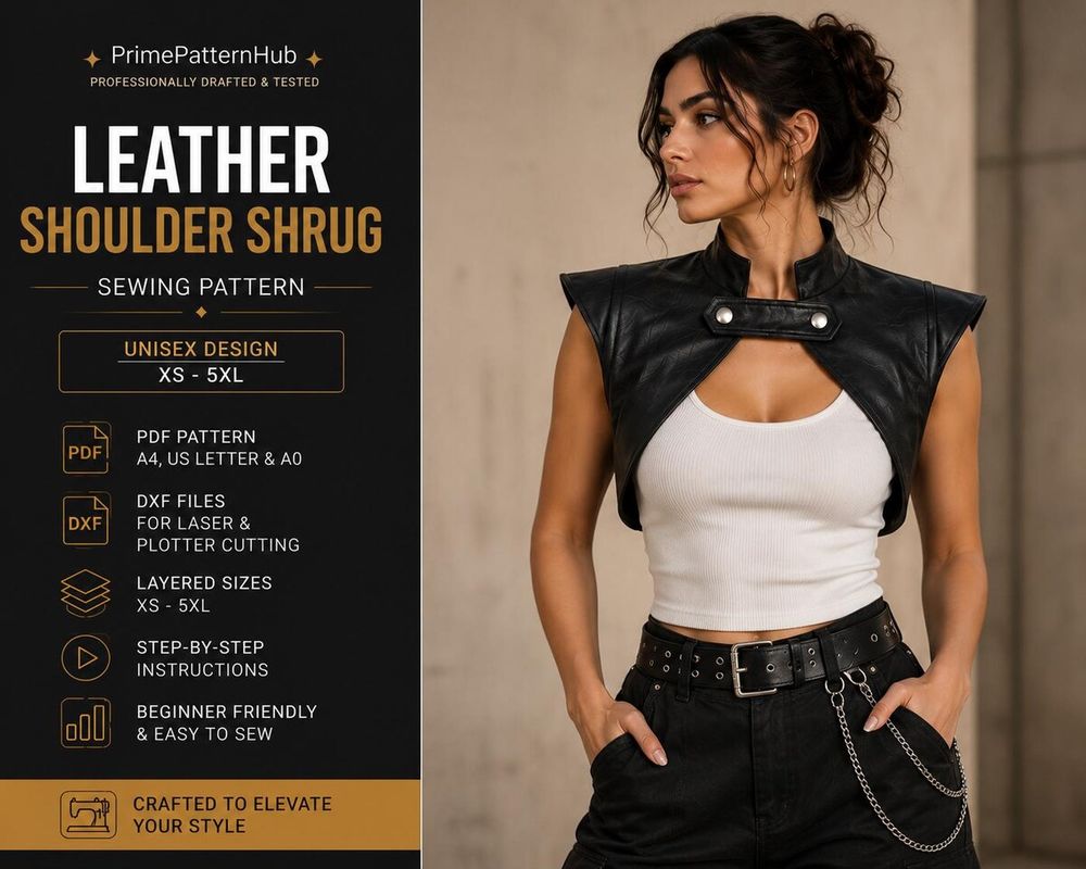Leather Shoulder Shrug – PDF sewing pattern