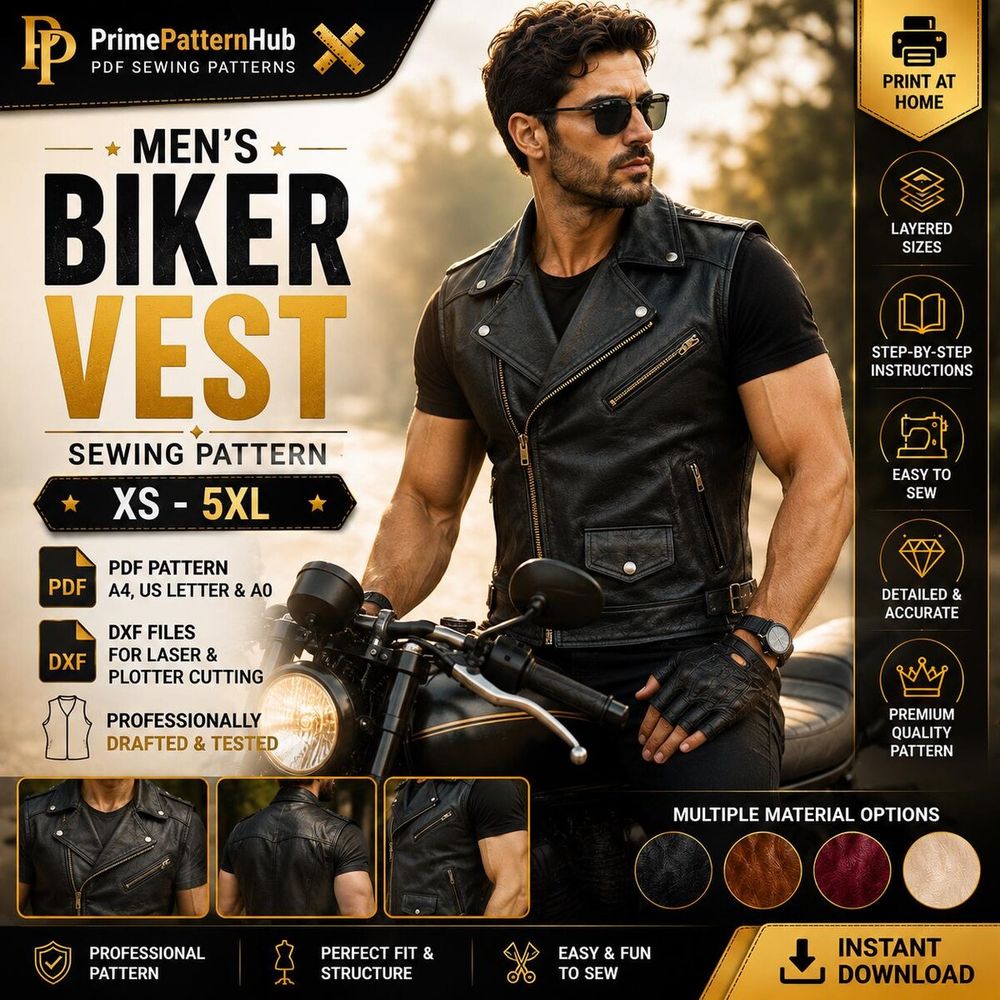 Men's Biker Vest – PDF sewing pattern