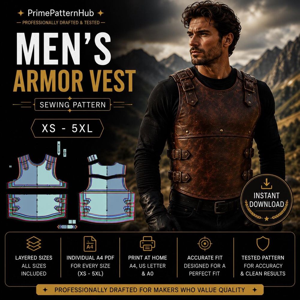 Men's Medieval Armor Vest – PDF sewing pattern